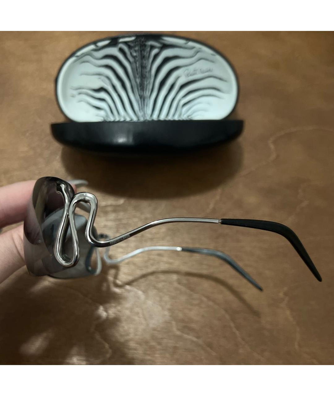 ROBERTO CAVALLI Серебряные металлические солнцезащитные очки, фото 2