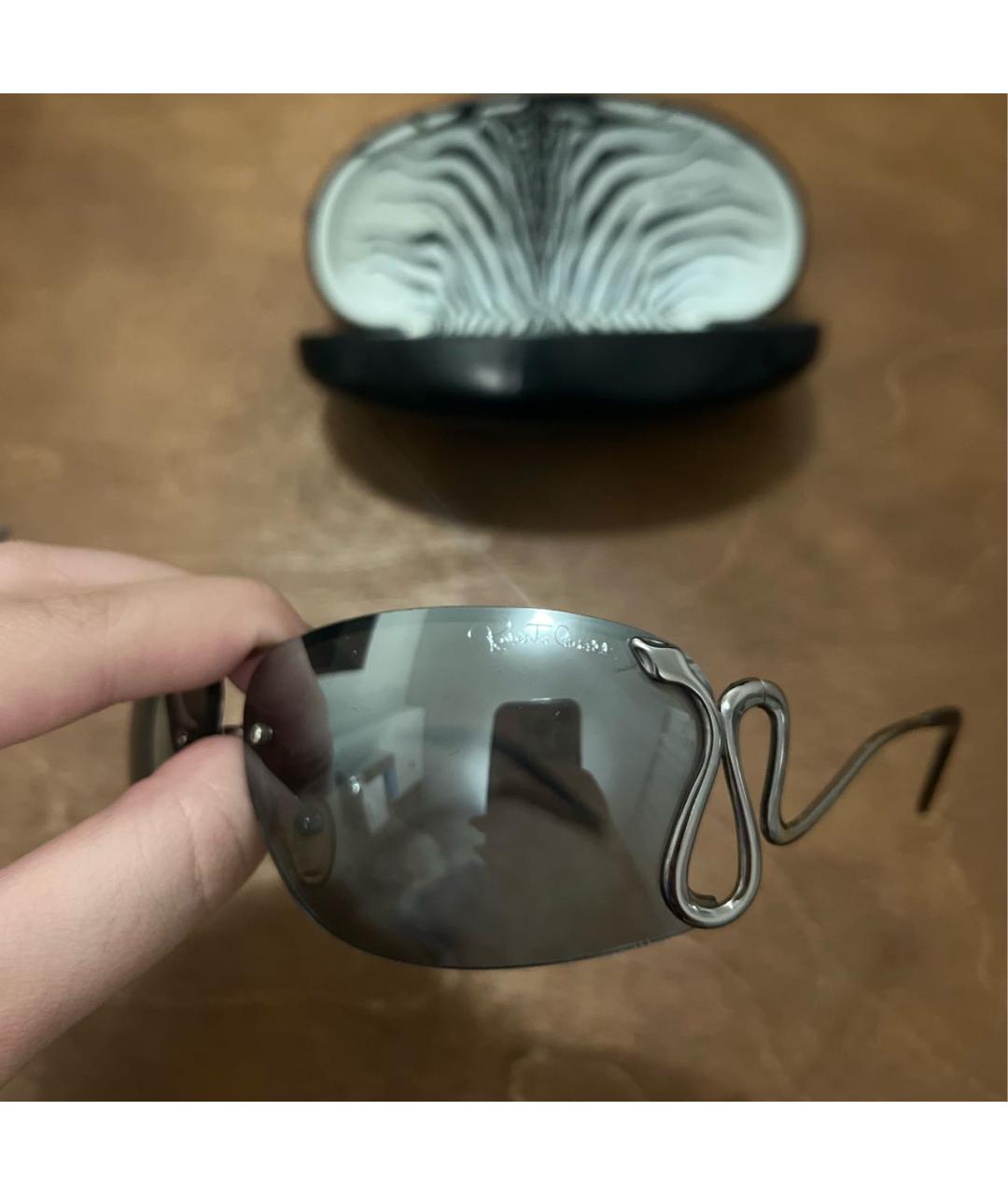 ROBERTO CAVALLI Серебряные металлические солнцезащитные очки, фото 3