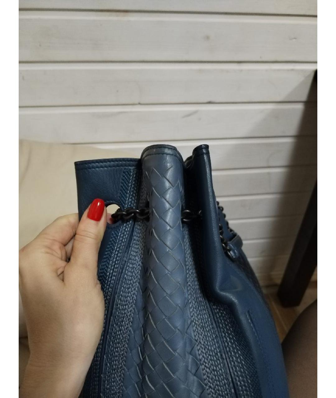 BOTTEGA VENETA Синяя кожаная сумка через плечо, фото 7