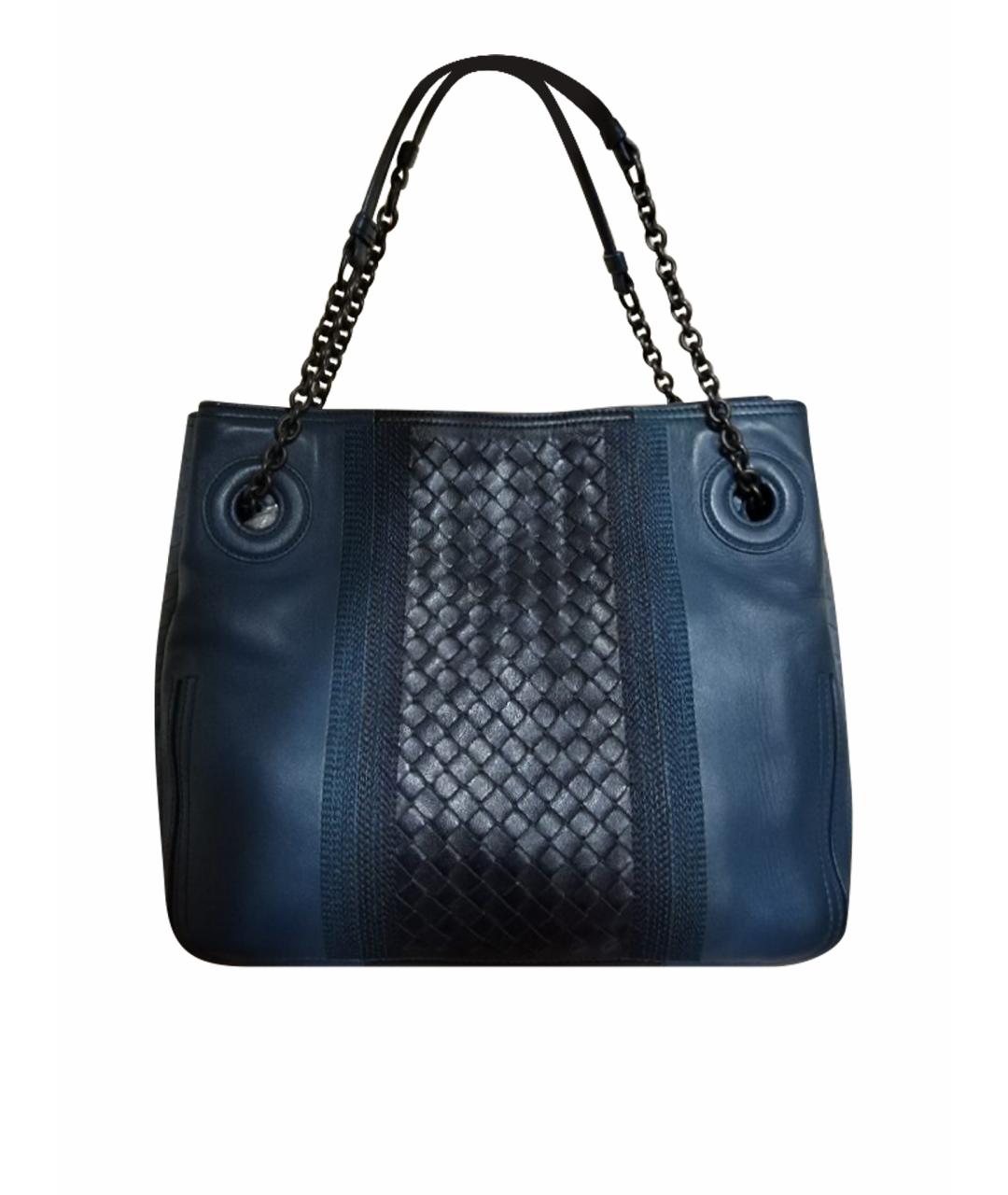 BOTTEGA VENETA Синяя кожаная сумка через плечо, фото 1