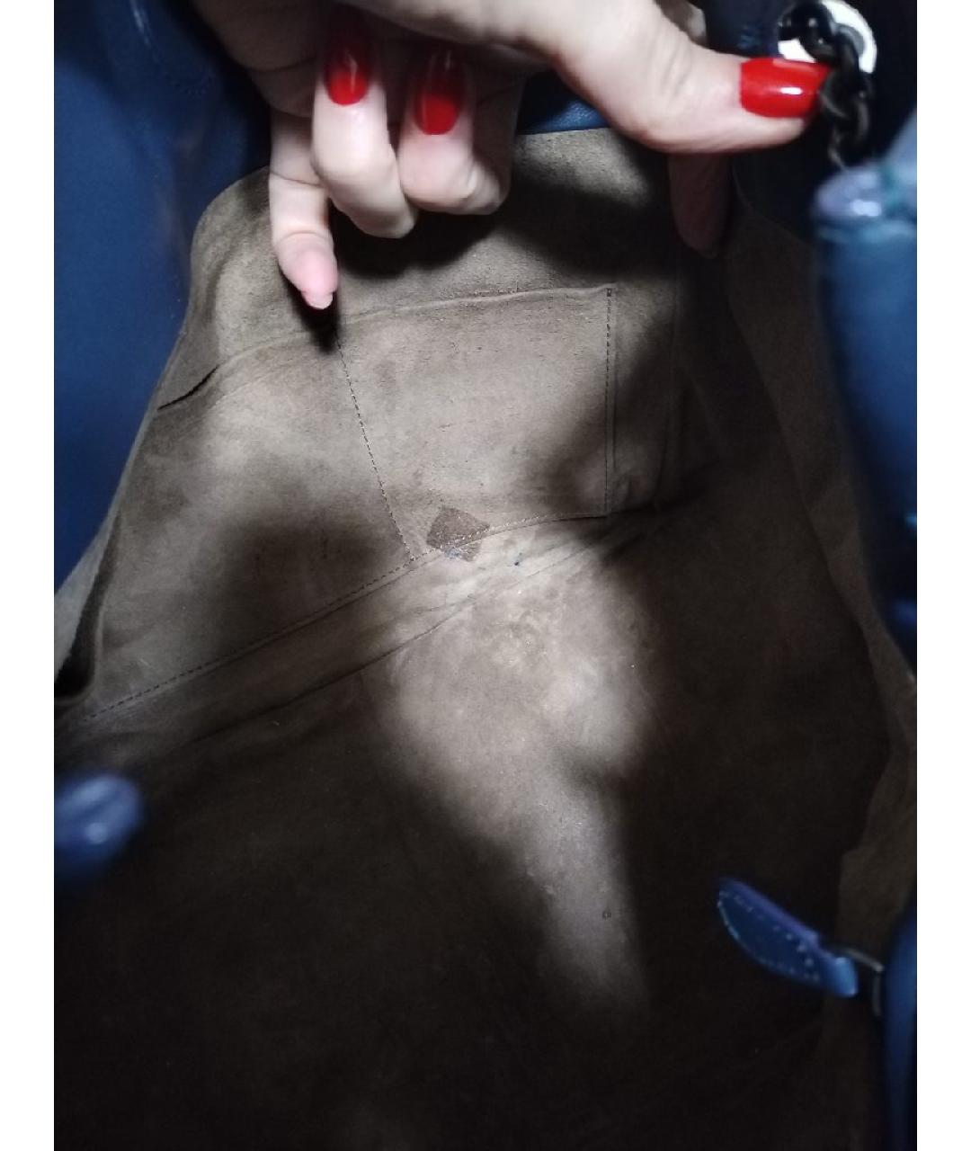 BOTTEGA VENETA Синяя кожаная сумка через плечо, фото 9