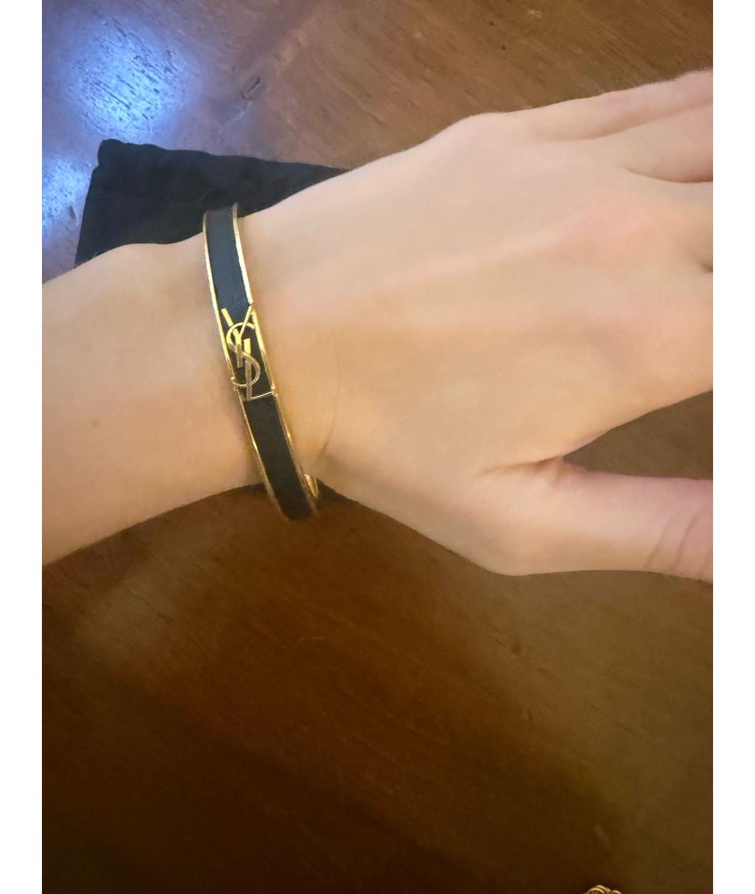SAINT LAURENT Черный металлический браслет, фото 4