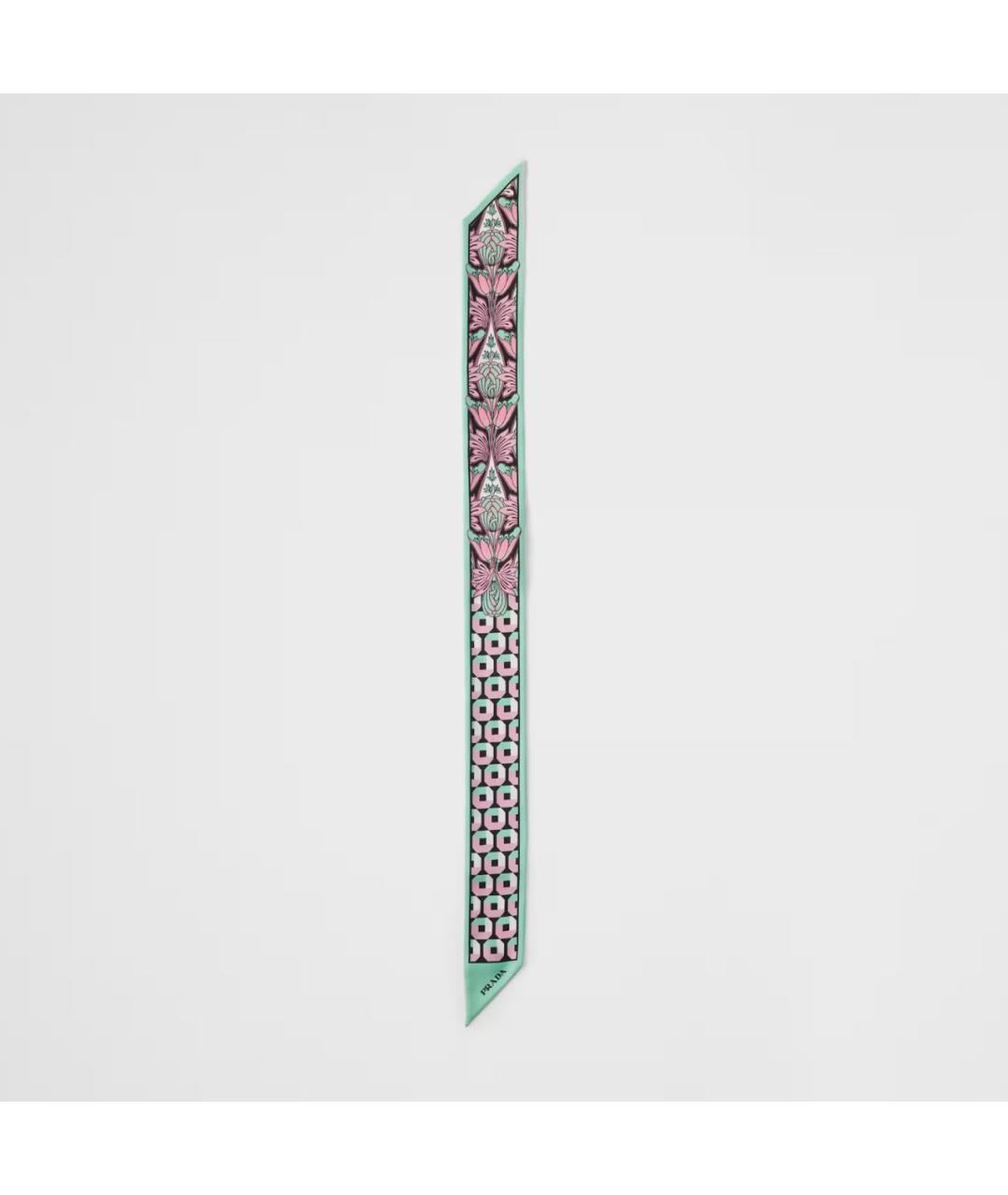 PRADA Розовый шелковый шарф, фото 3