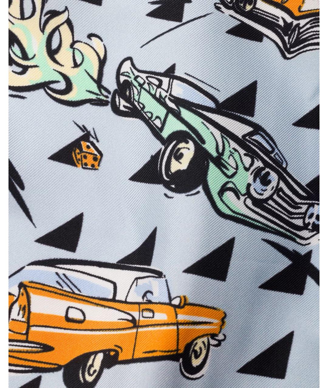 PRADA Голубой шелковый шарф, фото 3