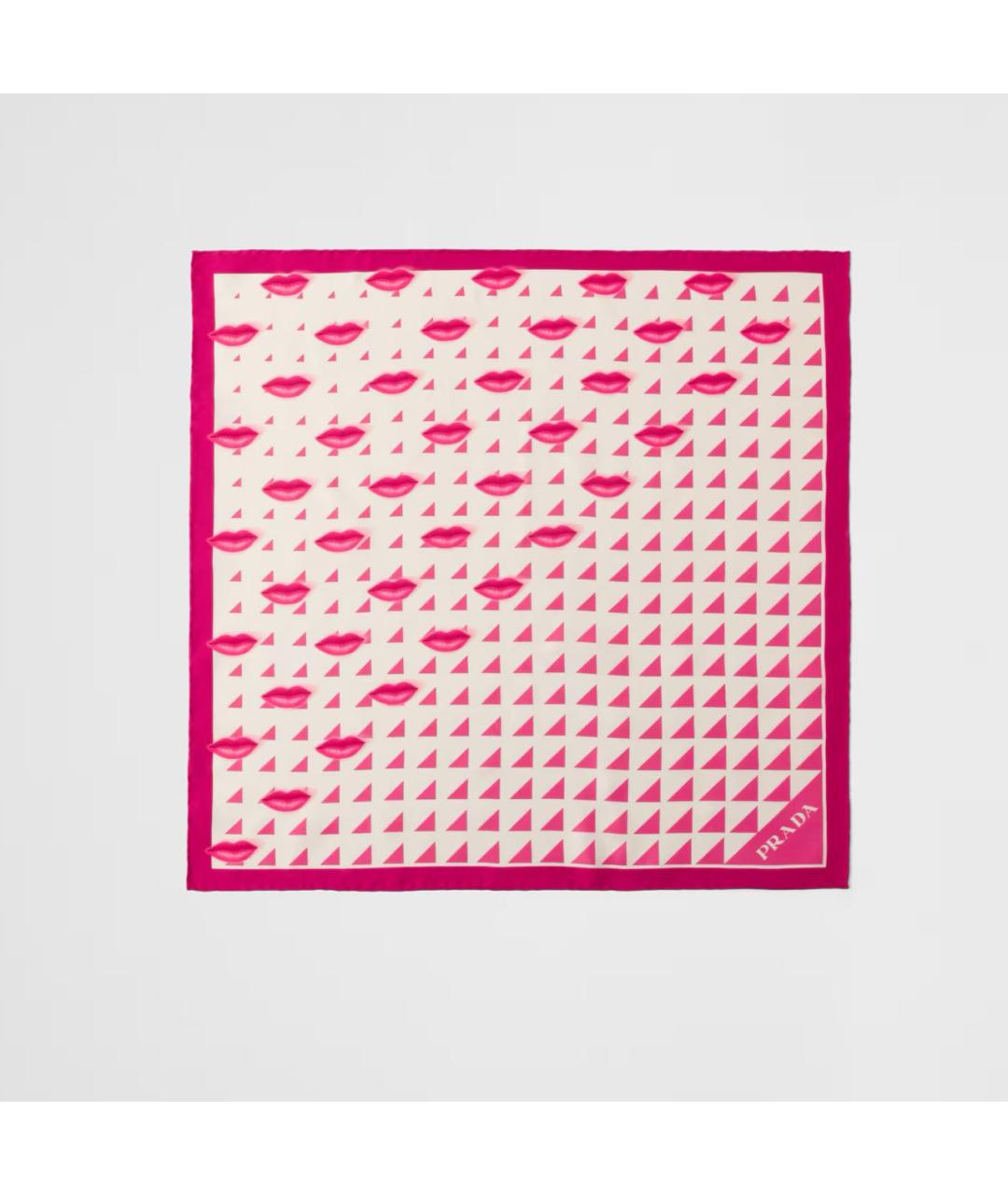 PRADA Розовый шелковый шарф, фото 4
