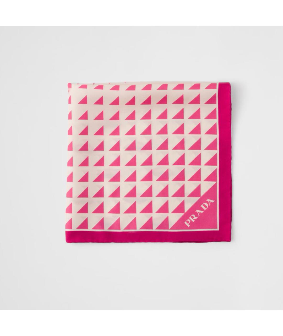 PRADA Розовый шелковый шарф, фото 2