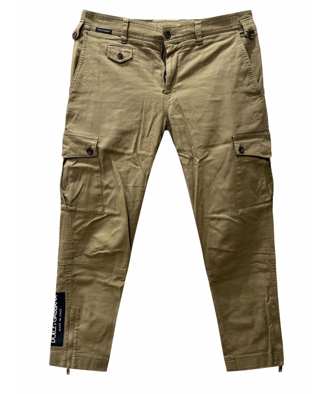 DOLCE&GABBANA Коричневые хлопковые повседневные брюки, фото 1