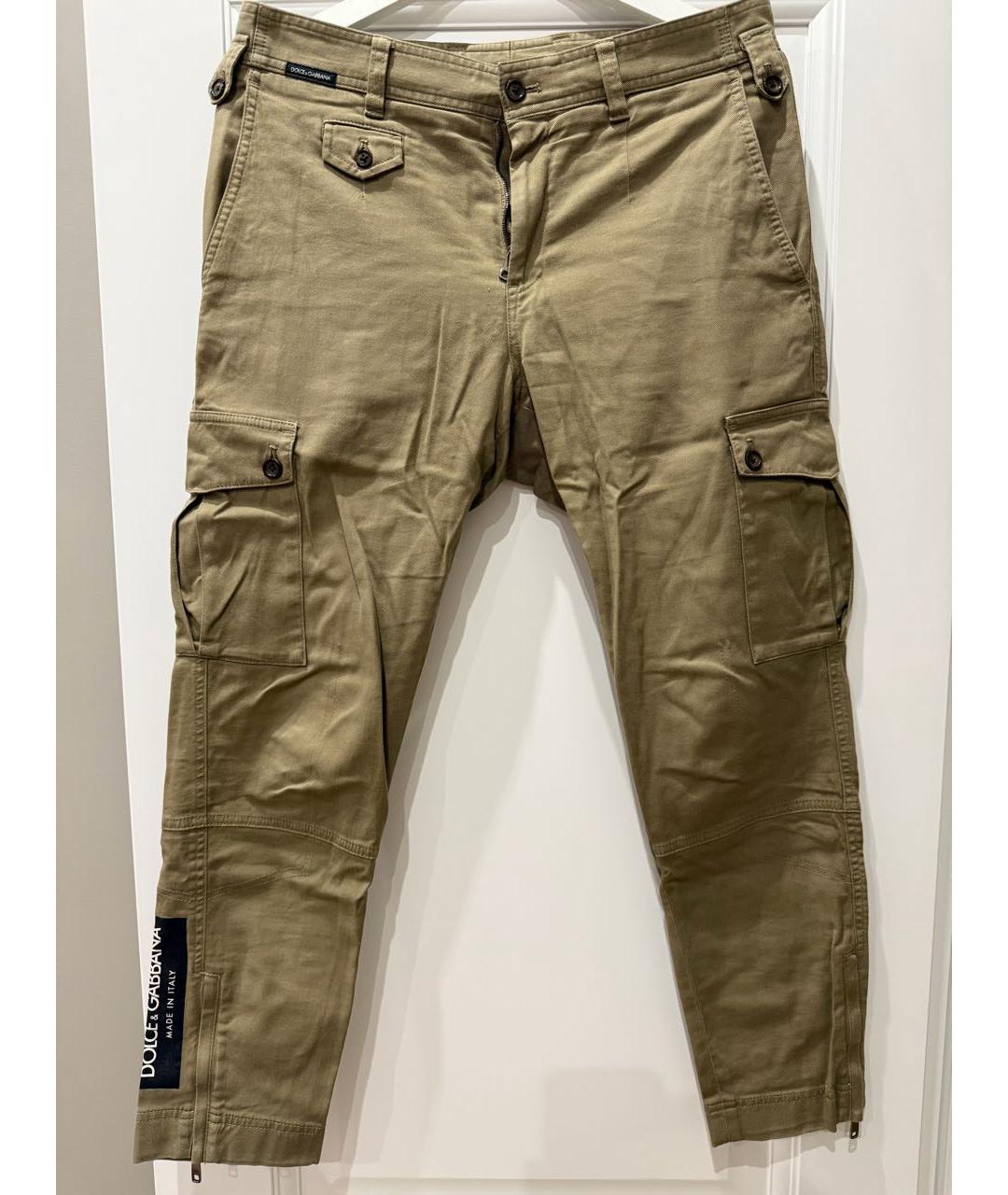 DOLCE&GABBANA Коричневые хлопковые повседневные брюки, фото 5