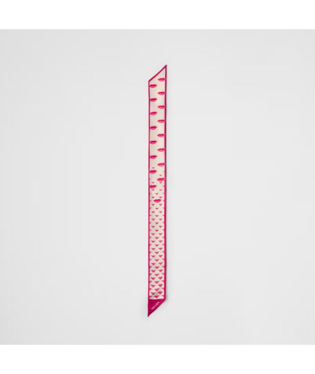 PRADA Розовый шелковый шарф, фото 3