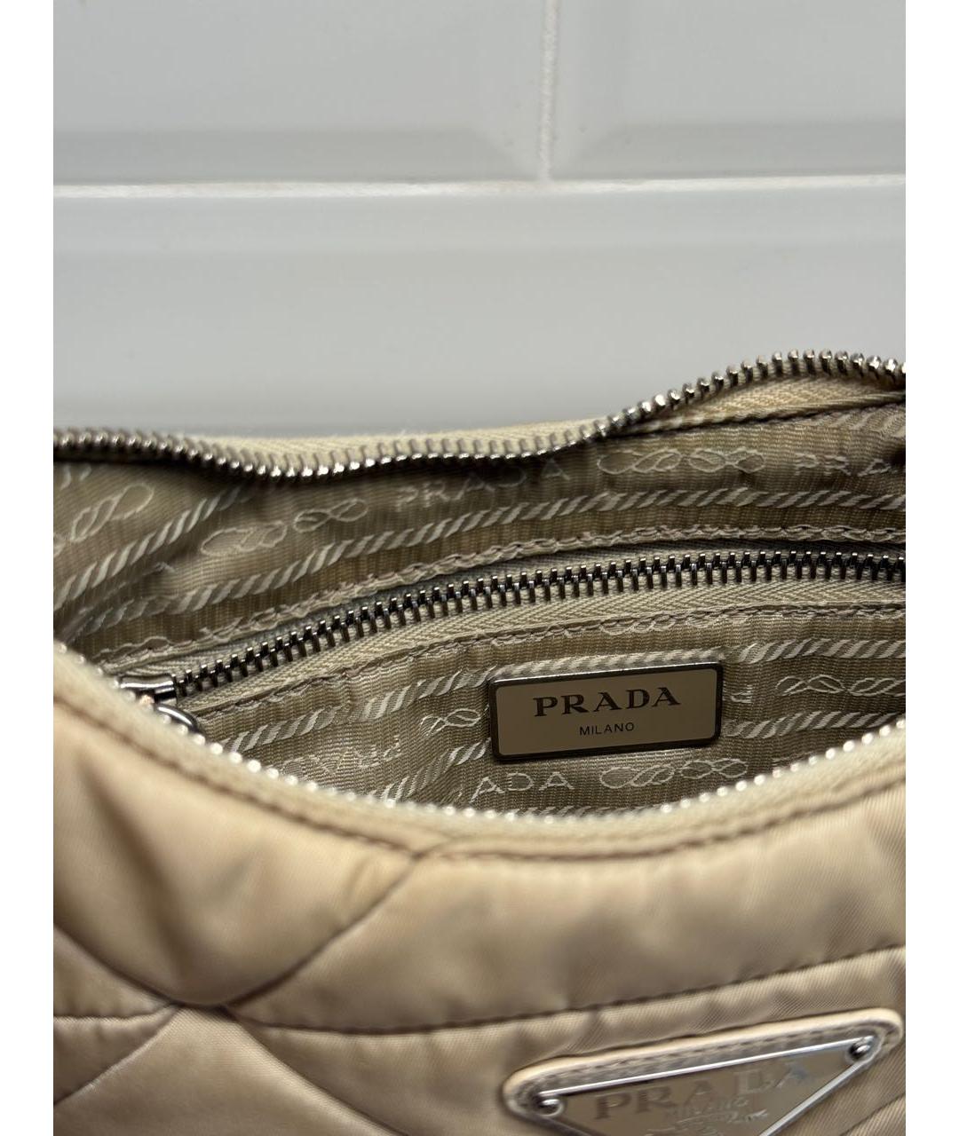 PRADA Бежевая тканевая сумка через плечо, фото 4