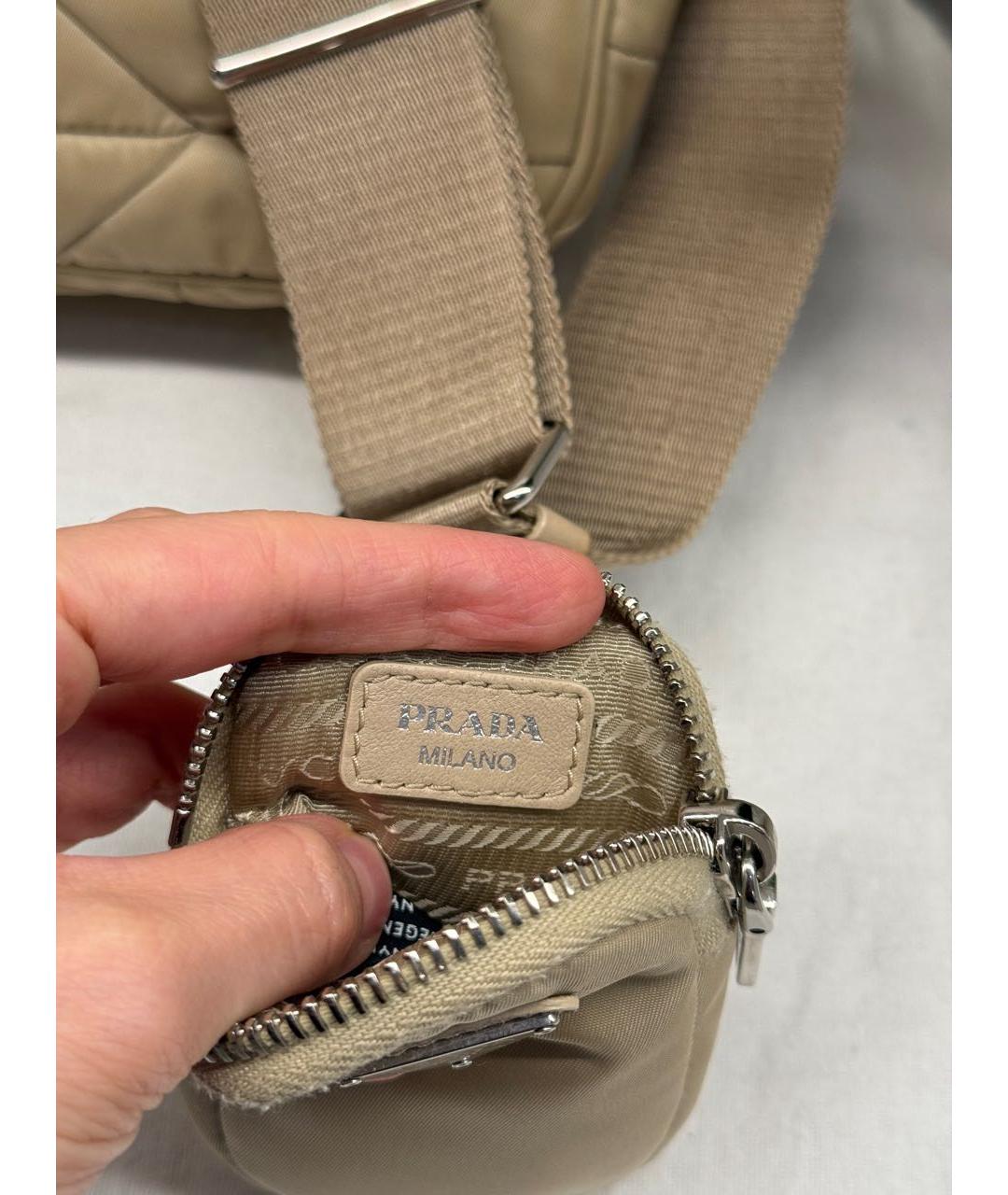 PRADA Бежевая тканевая сумка через плечо, фото 7