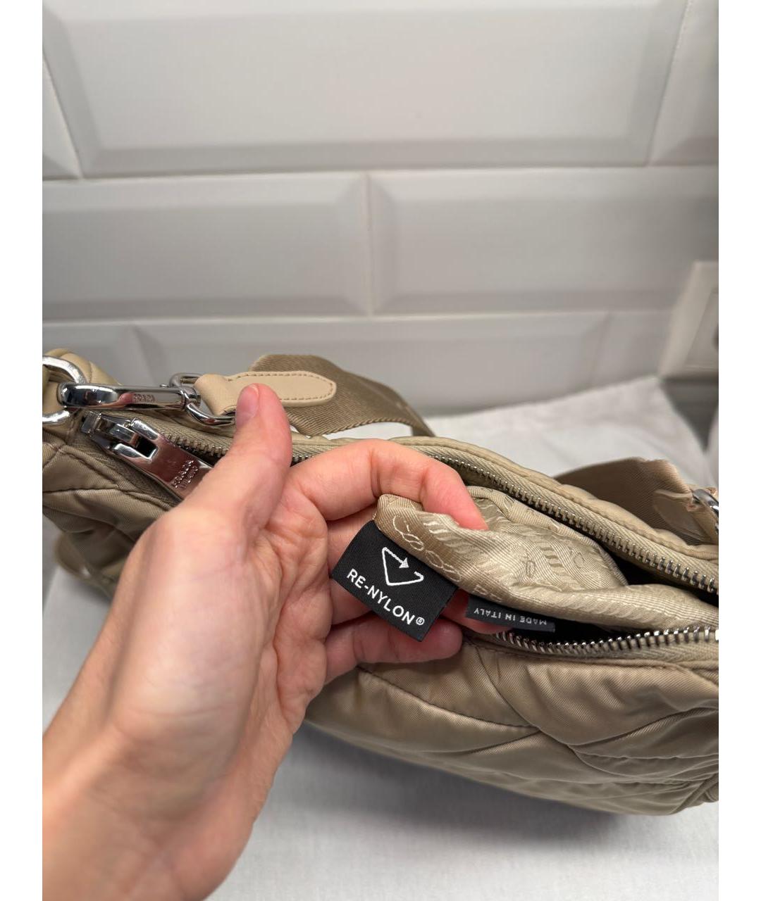 PRADA Бежевая тканевая сумка через плечо, фото 8