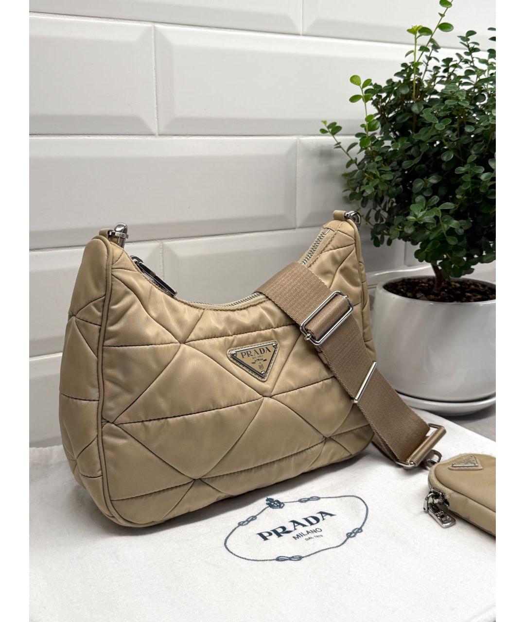 PRADA Бежевая тканевая сумка через плечо, фото 2