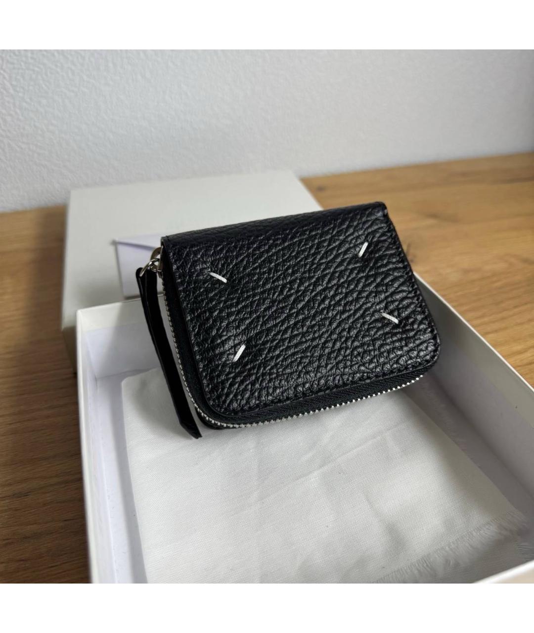 MAISON MARGIELA Черный кожаный кошелек, фото 2