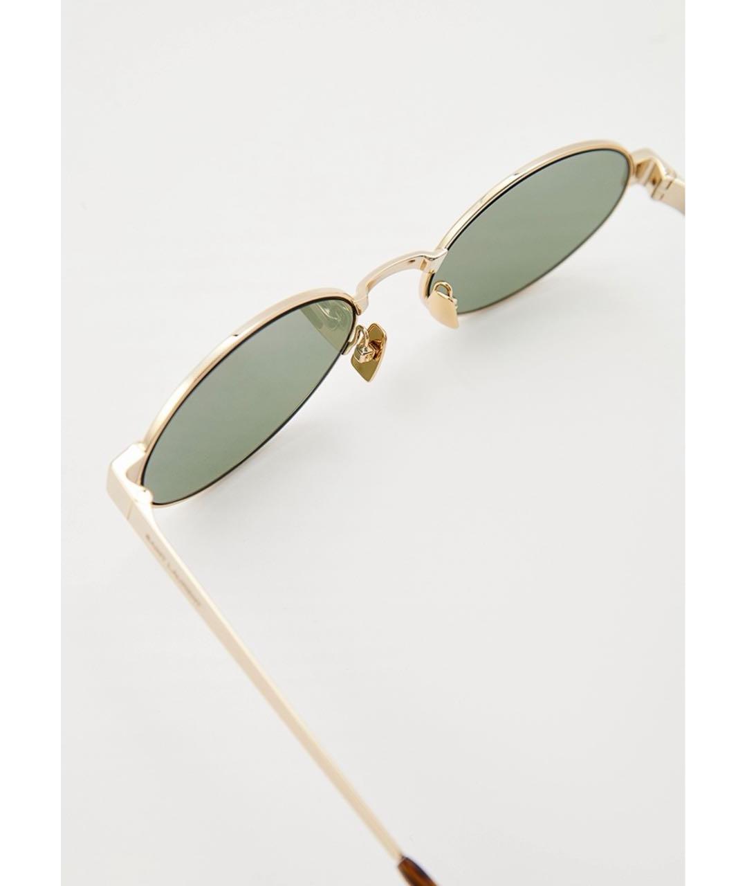SAINT LAURENT Золотые металлические солнцезащитные очки, фото 3