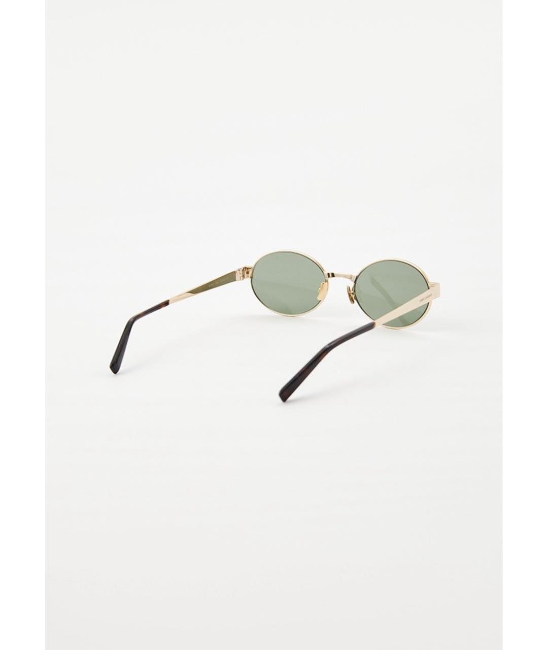 SAINT LAURENT Золотые металлические солнцезащитные очки, фото 2