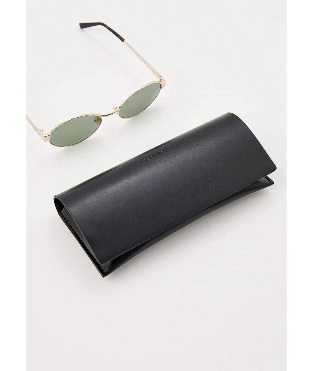 SAINT LAURENT Золотые металлические солнцезащитные очки, фото 4