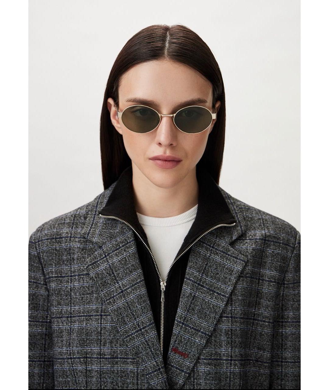 SAINT LAURENT Золотые металлические солнцезащитные очки, фото 5