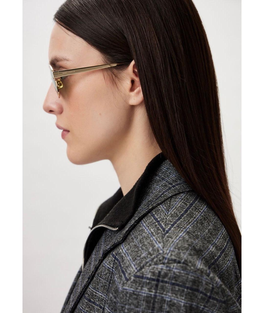 SAINT LAURENT Золотые металлические солнцезащитные очки, фото 6