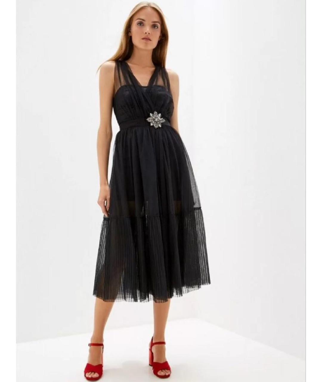 PINKO Черное полиэстеровое вечернее платье, фото 6