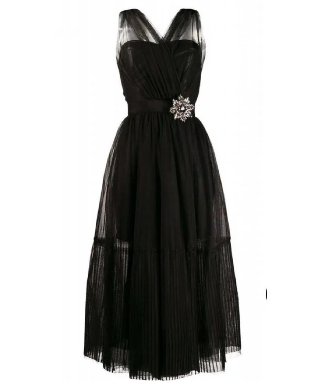 PINKO Черное полиэстеровое вечернее платье, фото 7