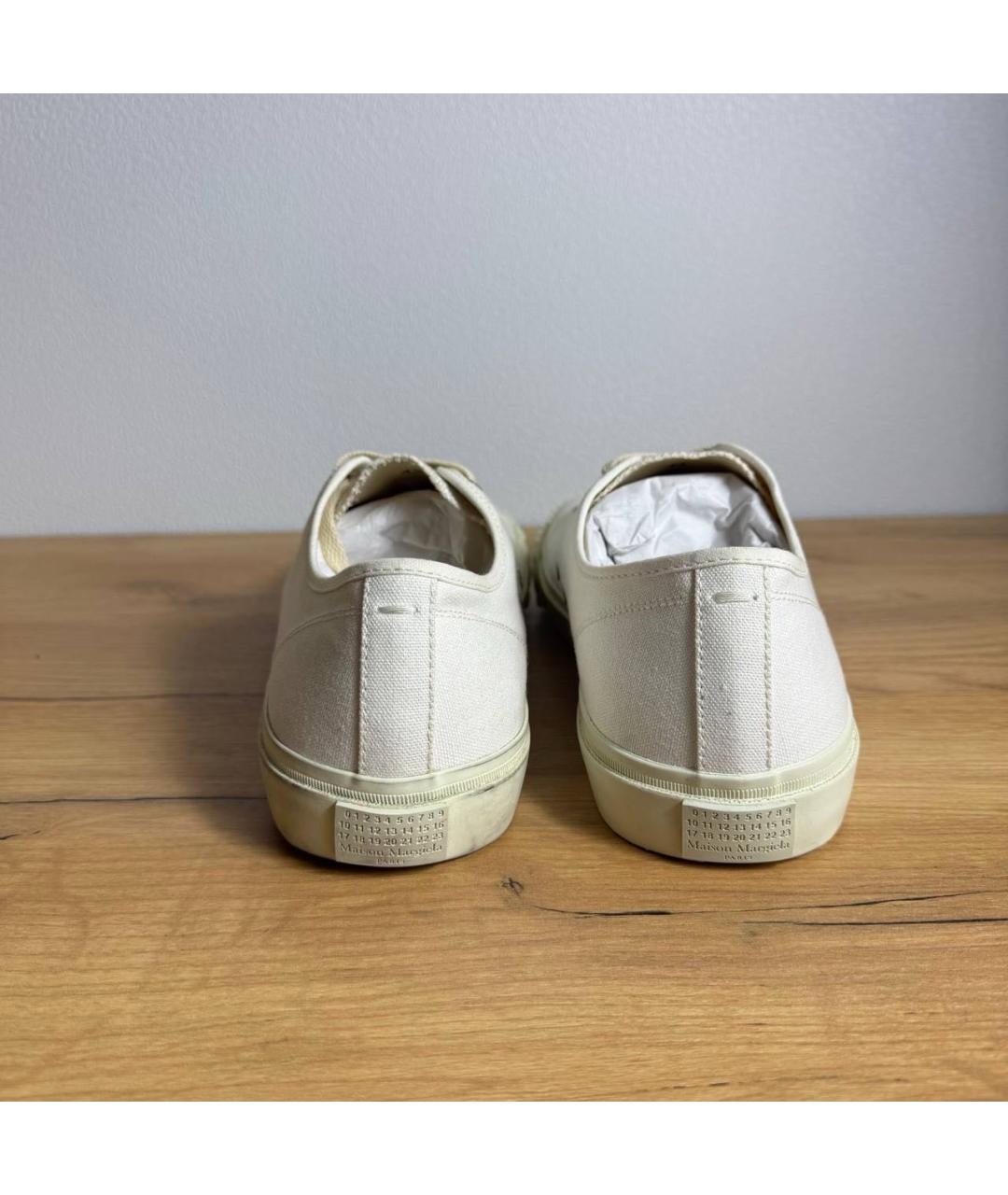 MAISON MARGIELA Белые текстильные низкие кроссовки / кеды, фото 8