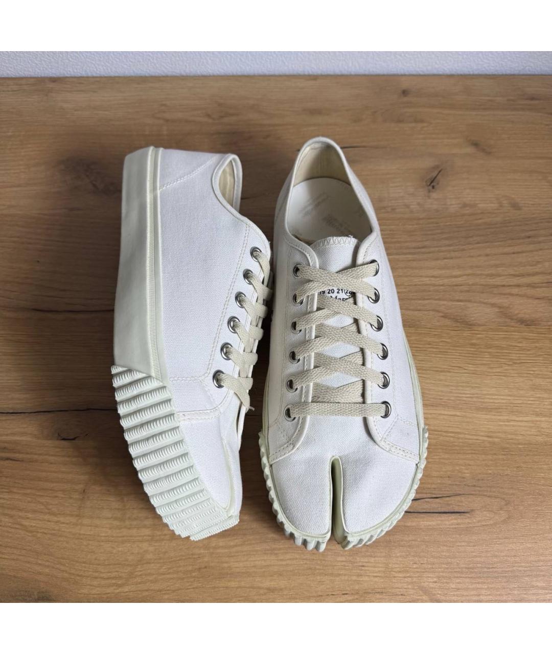 MAISON MARGIELA Белые текстильные низкие кроссовки / кеды, фото 9
