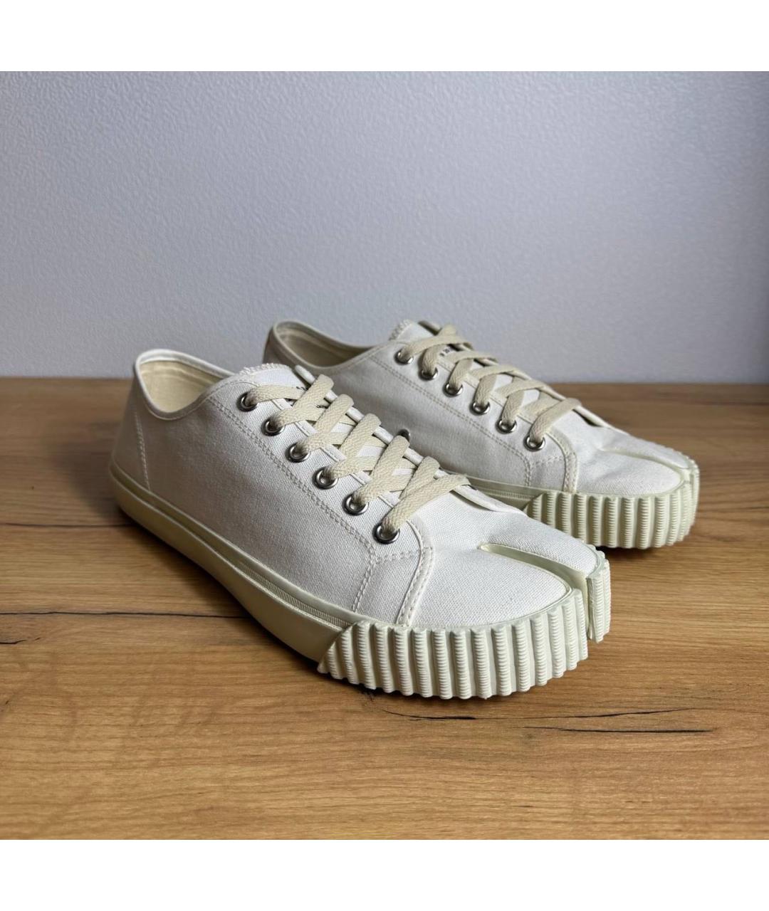 MAISON MARGIELA Белые текстильные низкие кроссовки / кеды, фото 3