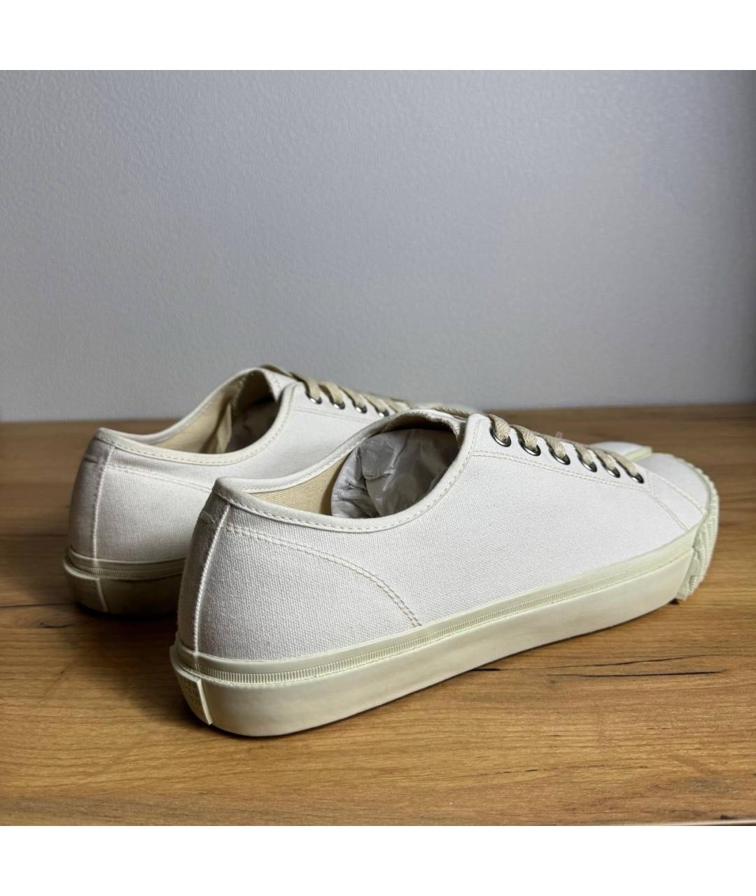 MAISON MARGIELA Белые текстильные низкие кроссовки / кеды, фото 4