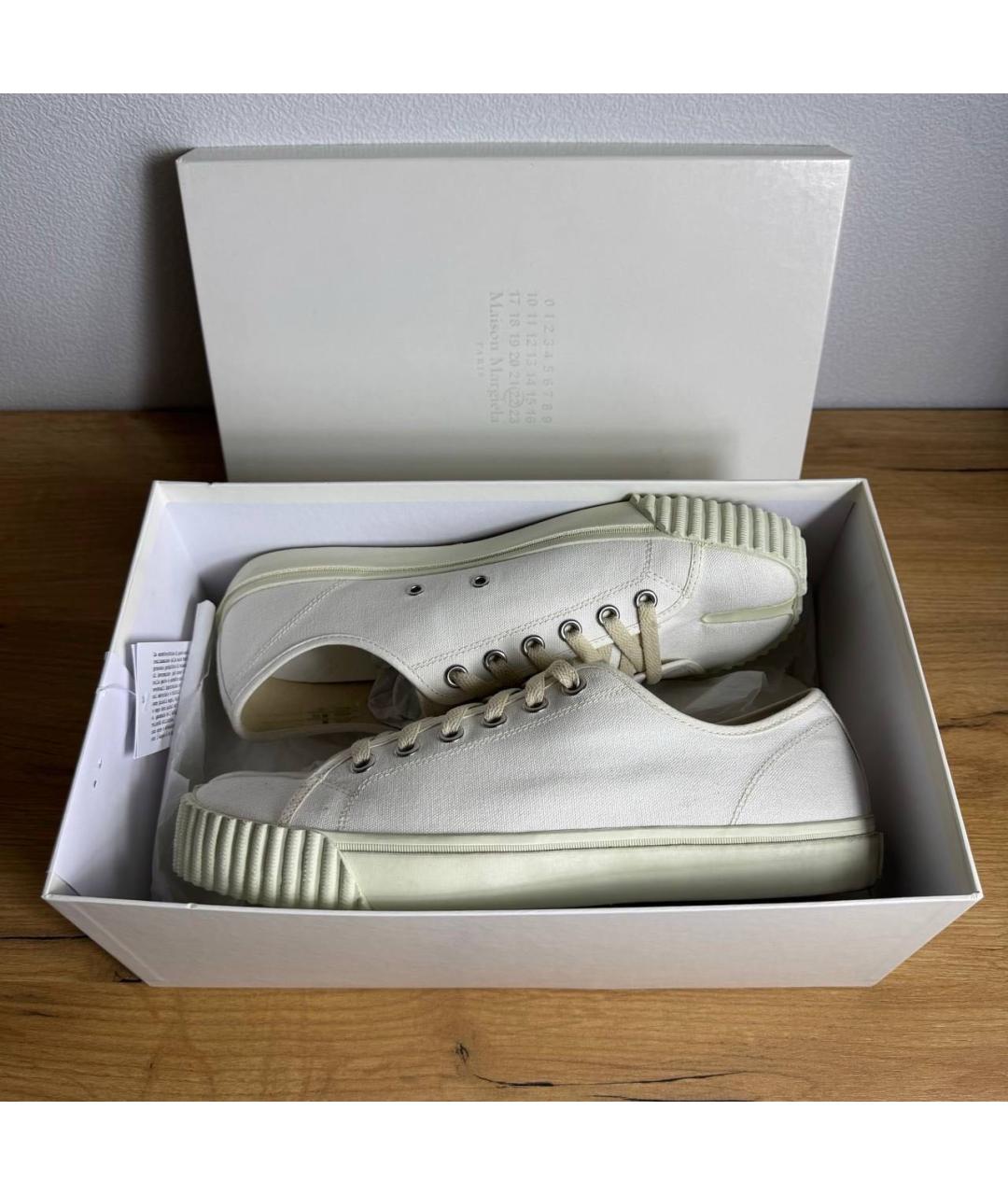 MAISON MARGIELA Белые текстильные низкие кроссовки / кеды, фото 5