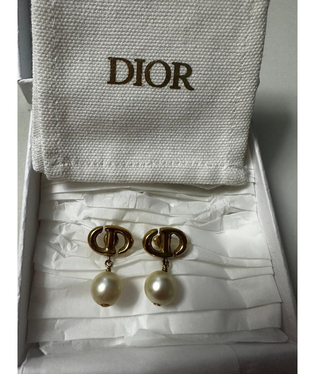 CHRISTIAN DIOR Золотые металлические серьги, фото 3