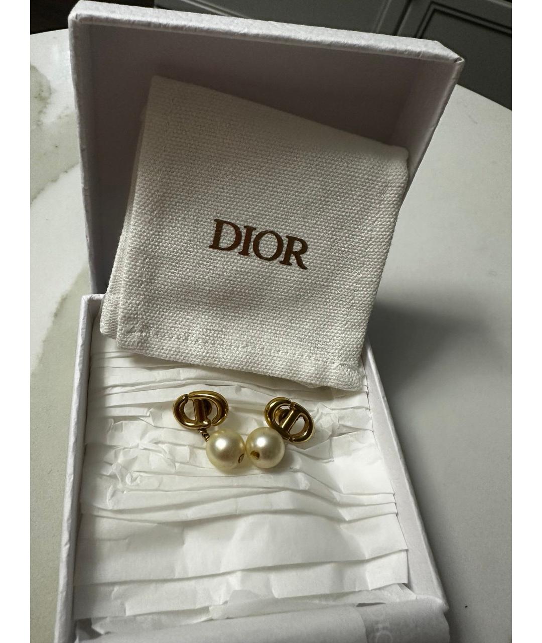 CHRISTIAN DIOR Золотые металлические серьги, фото 2