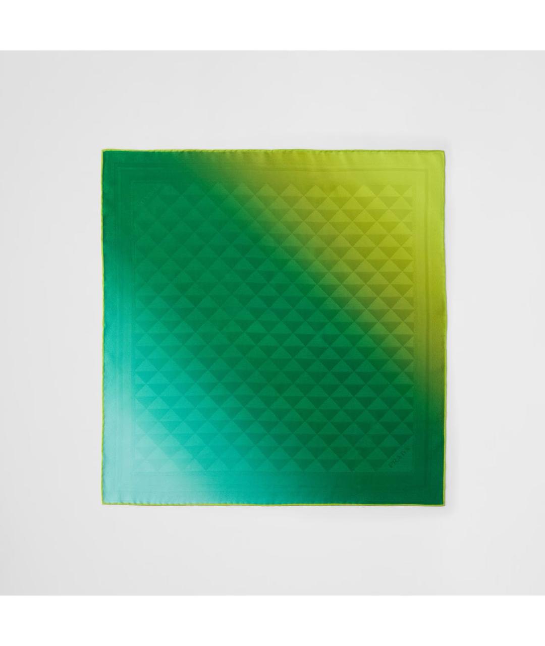 PRADA Зеленый шелковый шарф, фото 3