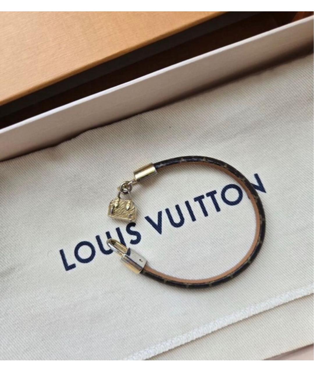 LOUIS VUITTON Коричневый кожаный браслет, фото 7