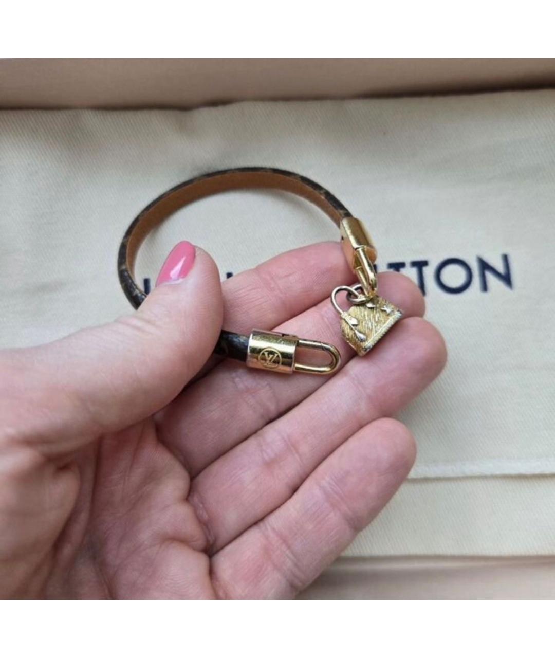 LOUIS VUITTON Коричневый кожаный браслет, фото 4