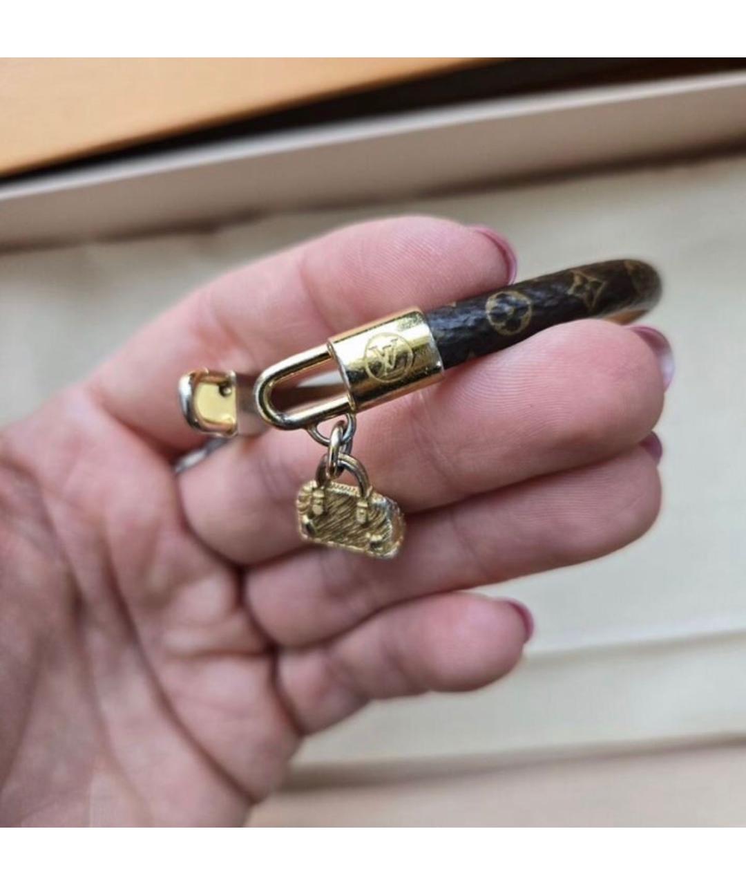 LOUIS VUITTON Коричневый кожаный браслет, фото 3