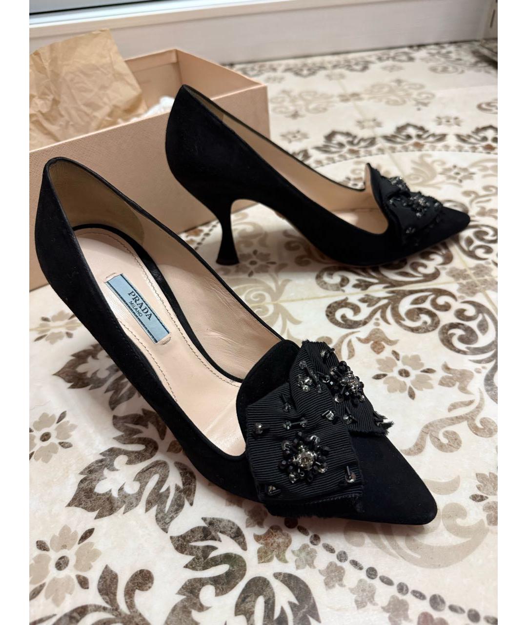 PRADA Черные замшевые туфли, фото 5