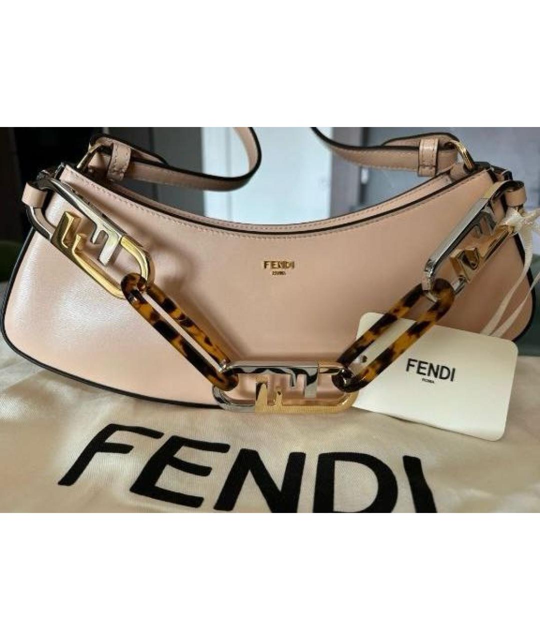 FENDI Розовая кожаная сумка с короткими ручками, фото 4