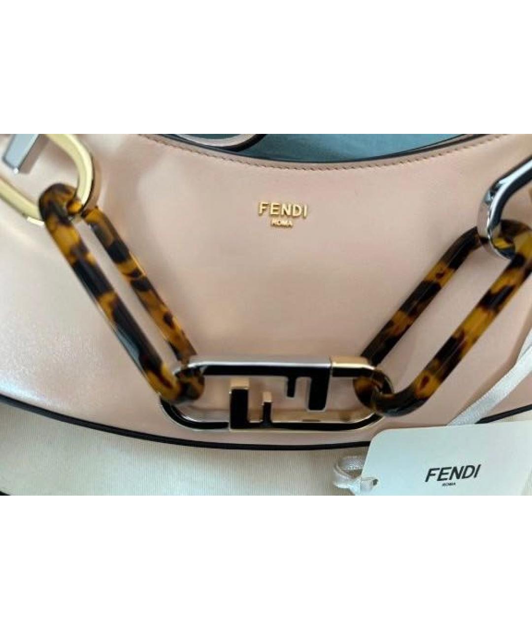 FENDI Розовая кожаная сумка с короткими ручками, фото 5
