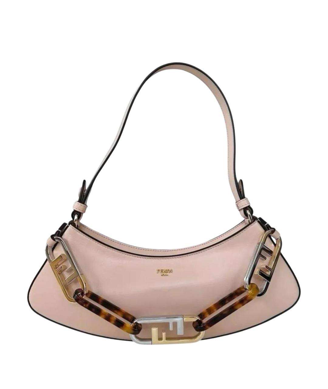 FENDI Розовая кожаная сумка с короткими ручками, фото 1