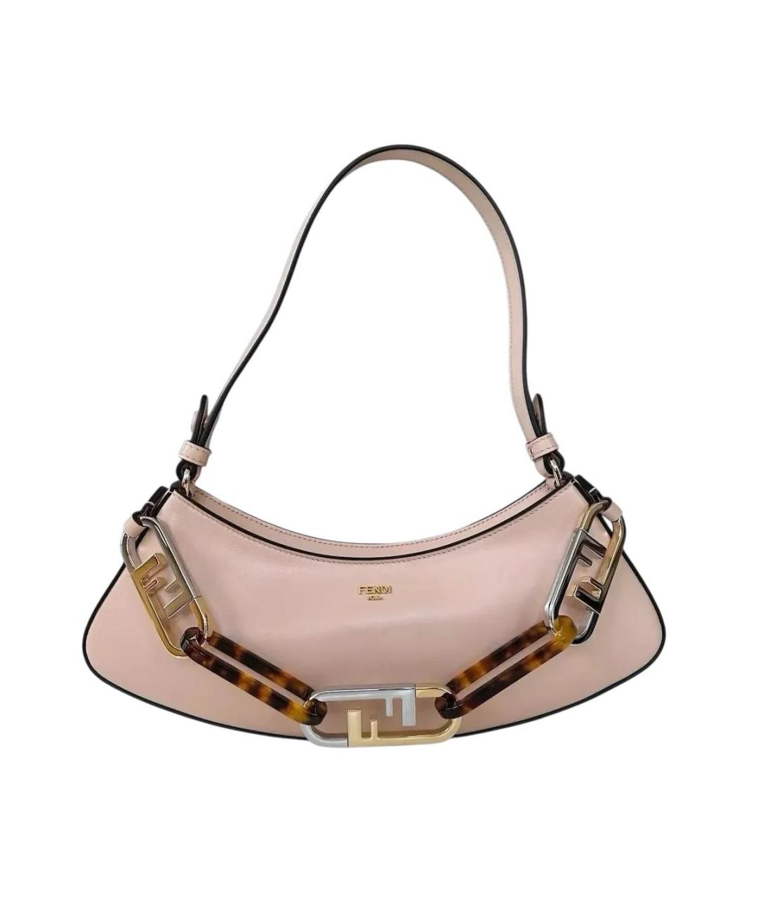 FENDI Розовая кожаная сумка с короткими ручками, фото 6