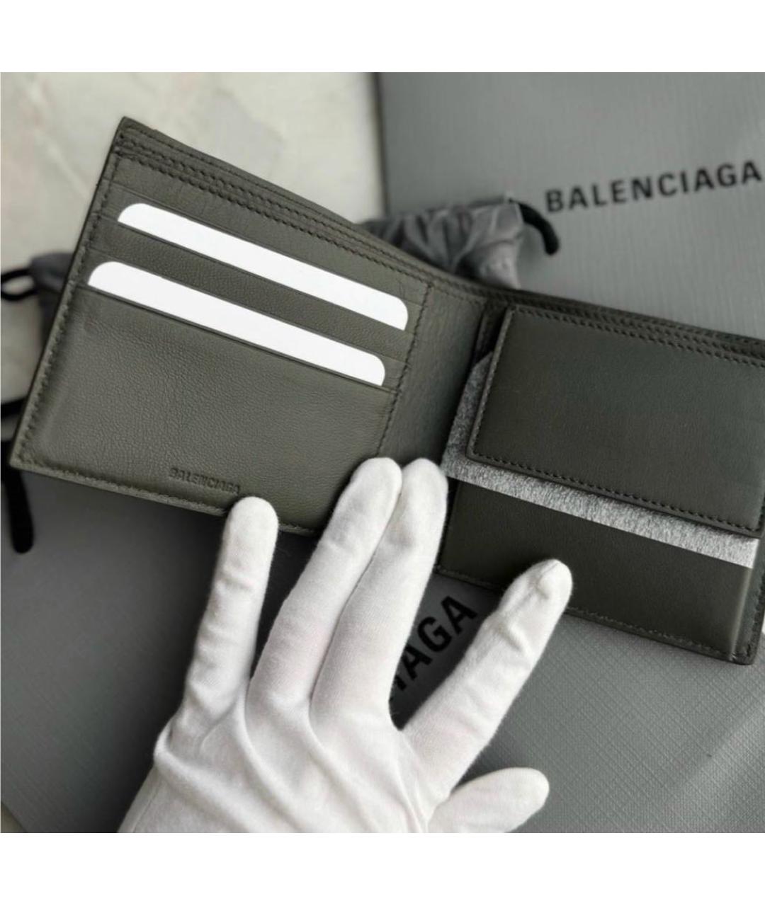 BALENCIAGA Хаки кожаный кардхолдер, фото 3