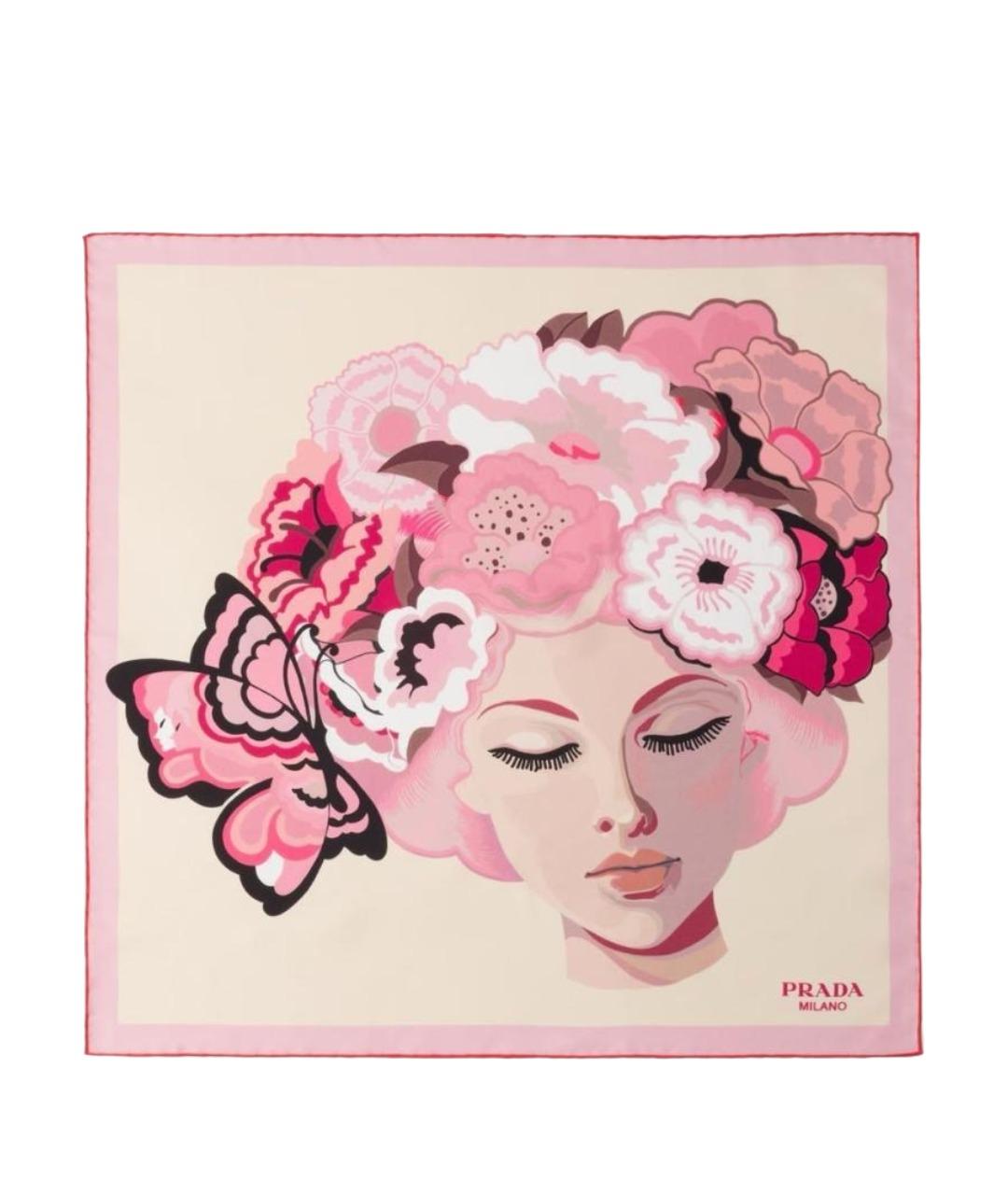 PRADA Бежевый шелковый шарф, фото 1