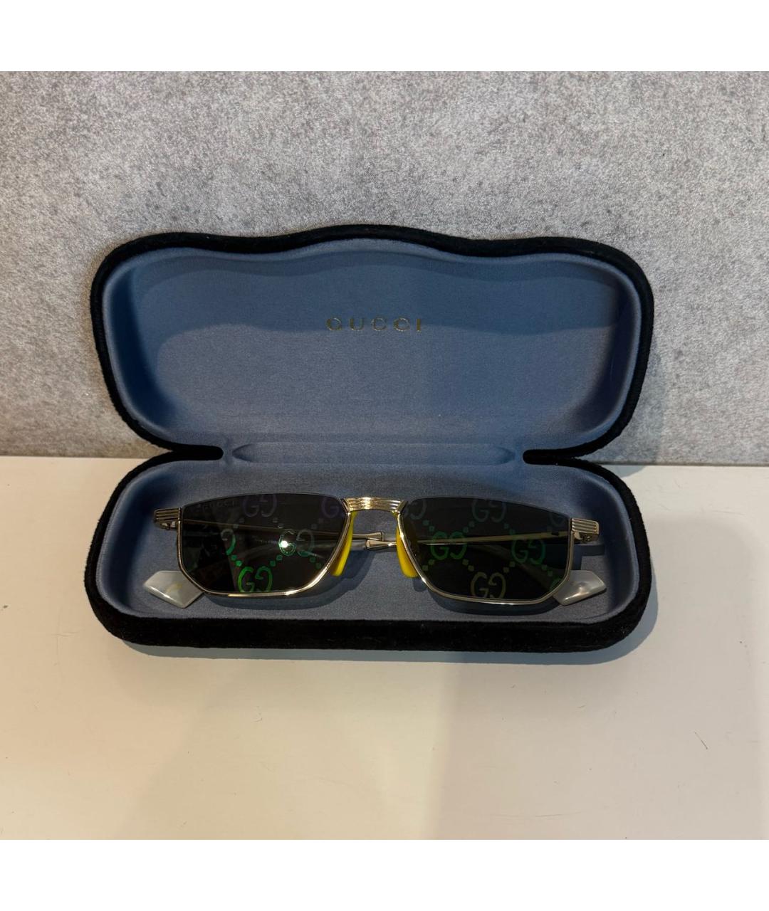 GUCCI Черные металлические солнцезащитные очки, фото 9