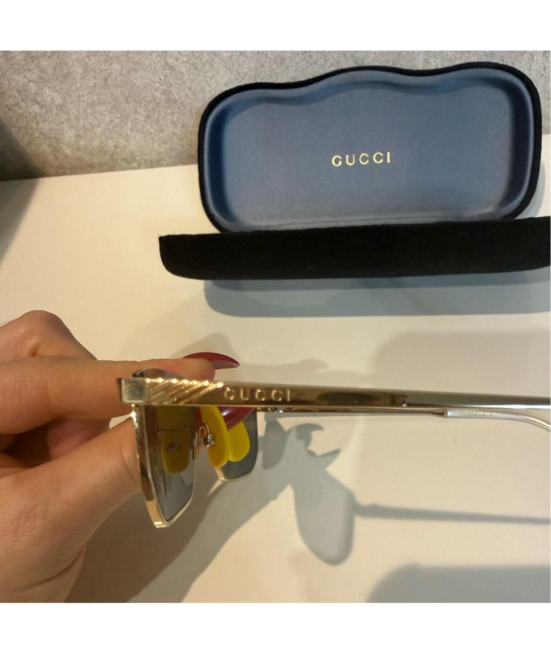 GUCCI Черные металлические солнцезащитные очки, фото 6