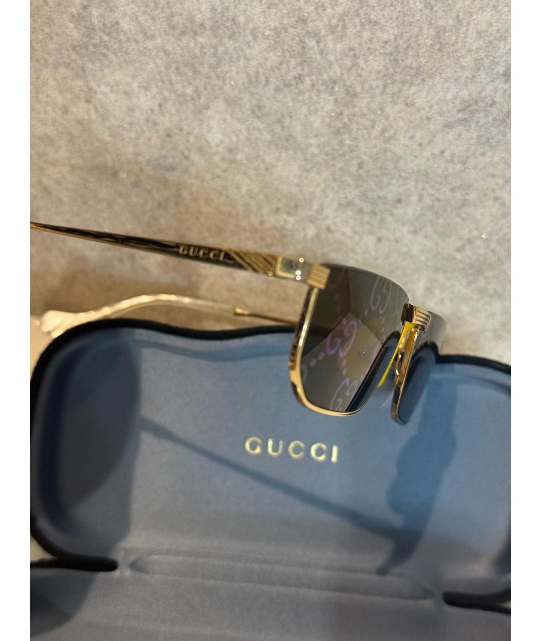 GUCCI Черные металлические солнцезащитные очки, фото 4