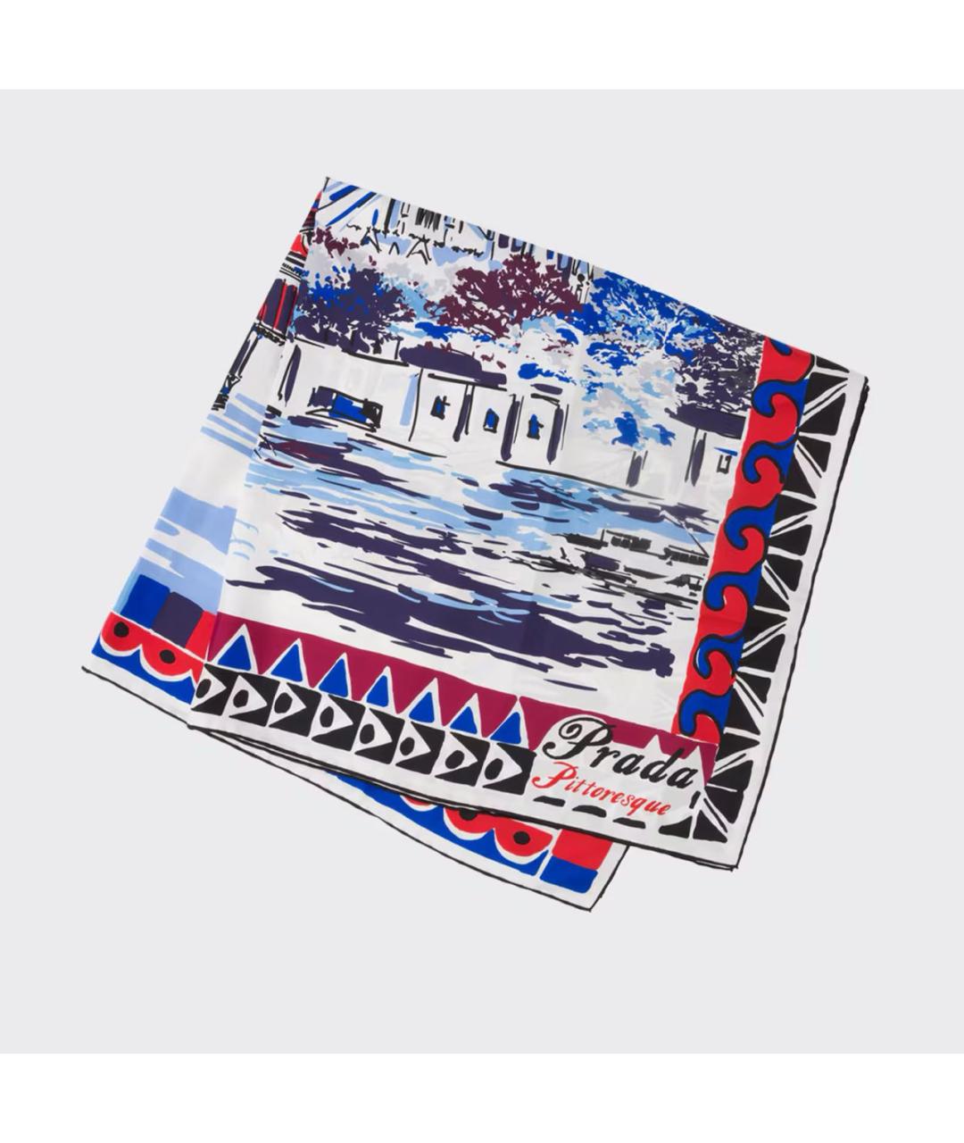 PRADA Синий шелковый платок, фото 2