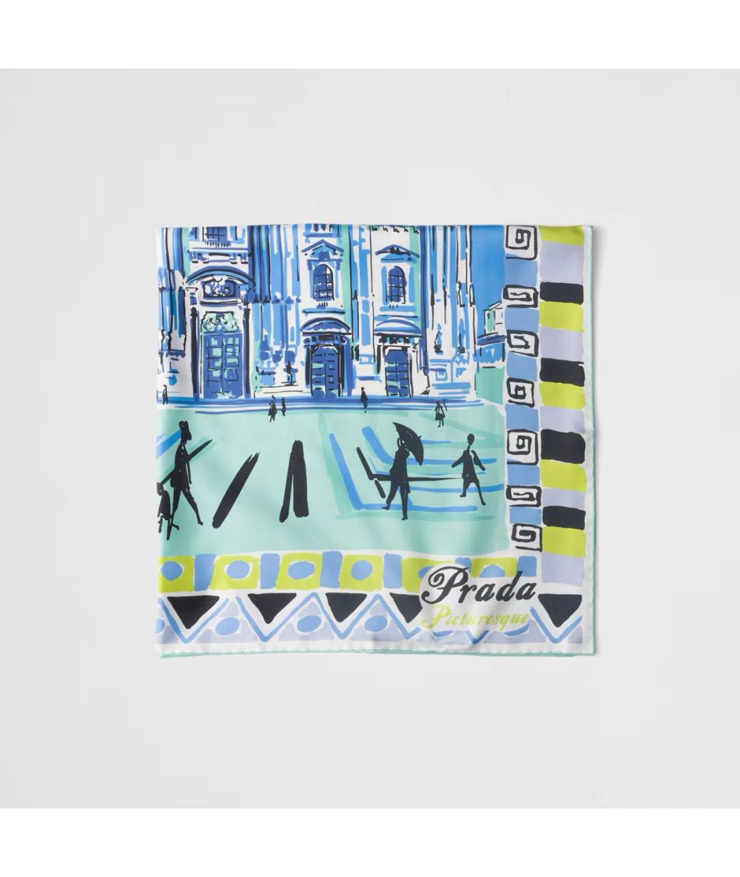 PRADA Голубой шелковый платок, фото 2