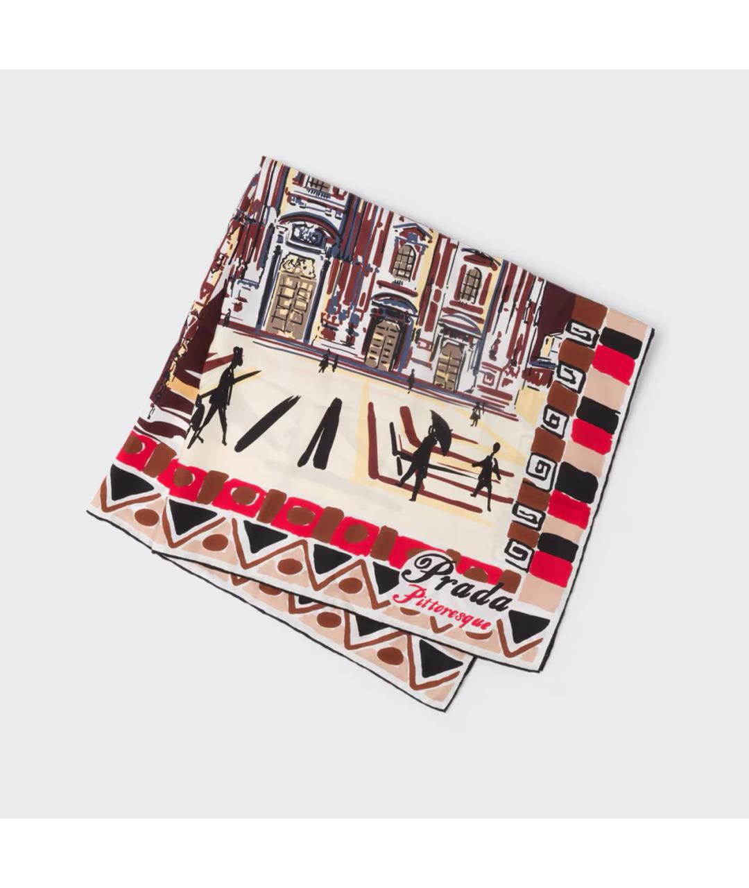 PRADA Бордовый шелковый платок, фото 2