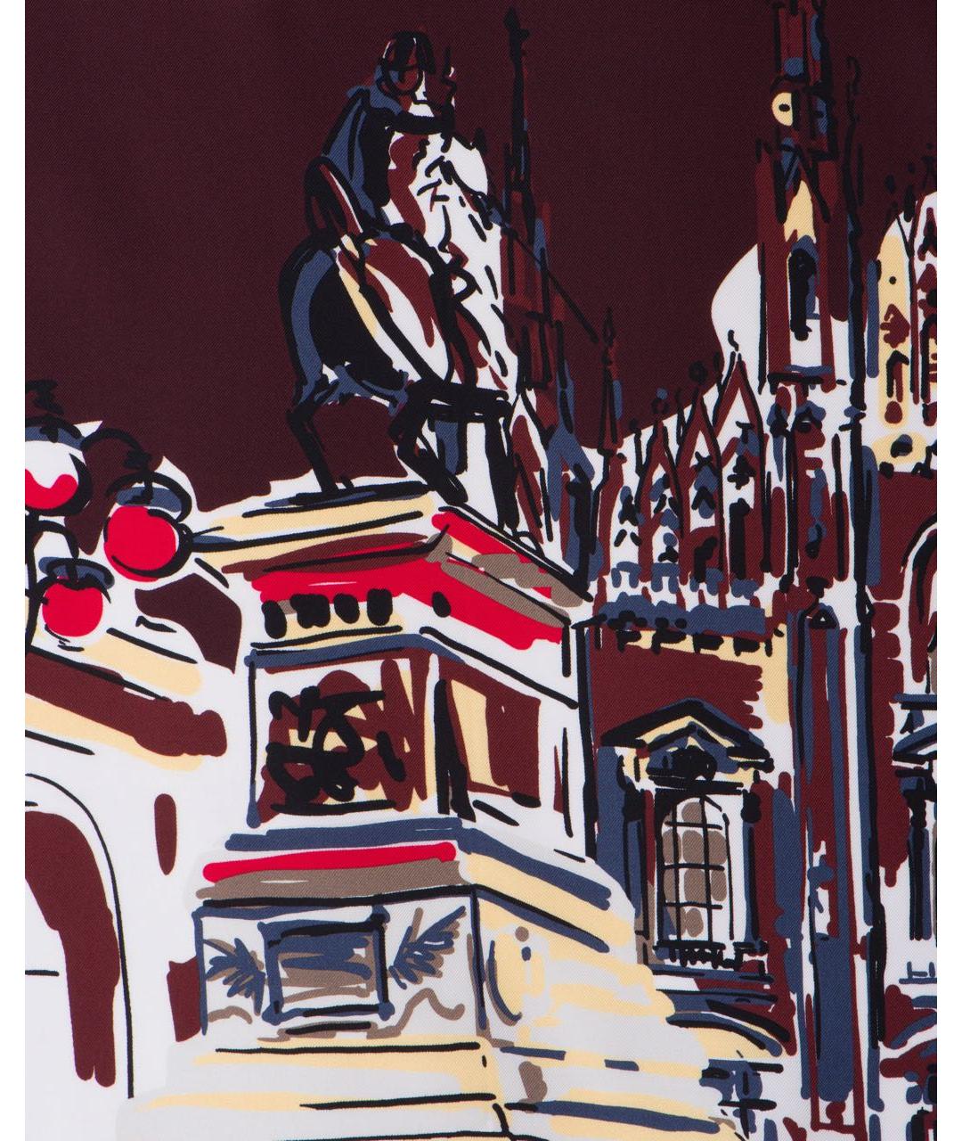 PRADA Бордовый шелковый платок, фото 3